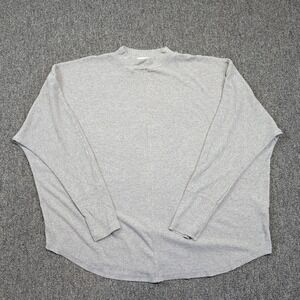 Mododoc Modern Ribbed Mock Neck Batwing Top L Grey OS Minimalist Loungewear‎